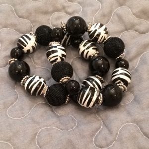 Zebra large bead bracelet set
